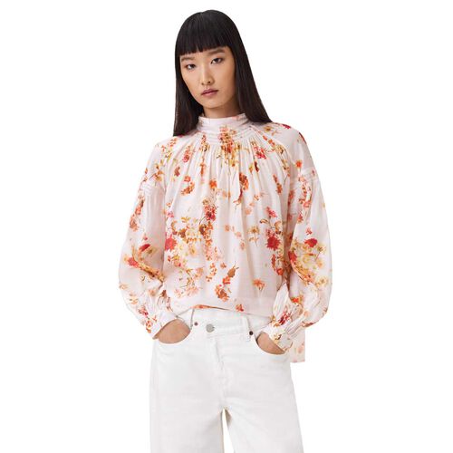 AllSaints Pearla High Neck Floral Print Top